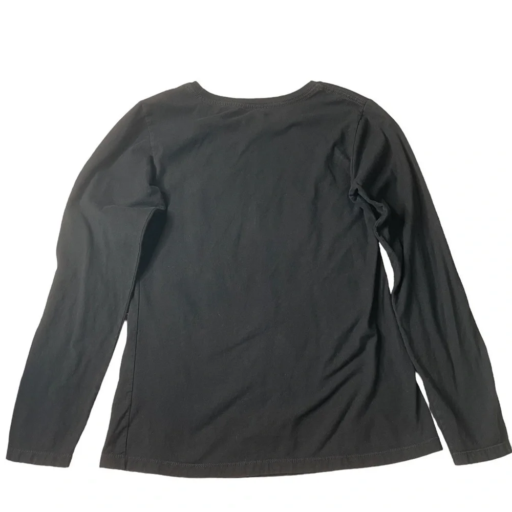 Authentic Disney Parks Womans XL Glitter Mickey Long Sleeve Black Tee Fitted